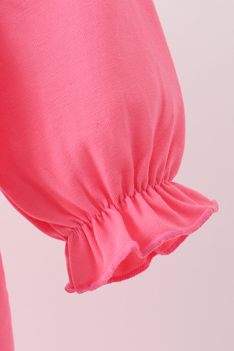 Pink sweet as pie embroidery ruffle bubble
