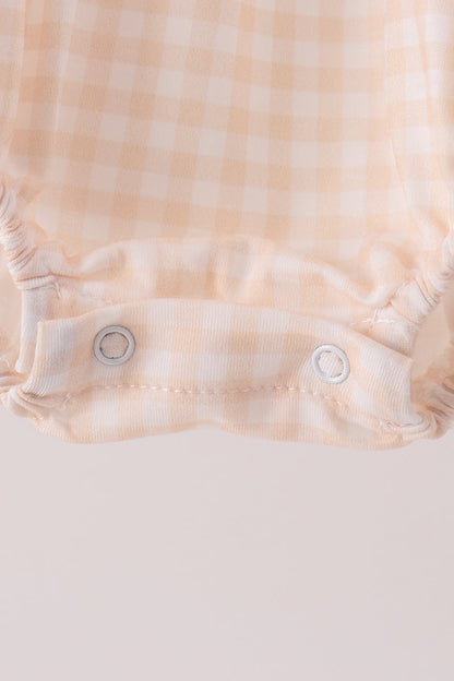 Navy sweet as pie embroidery gingham bubble