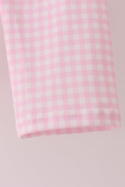 Pink sweet as pie embroidery ruffle pants set
