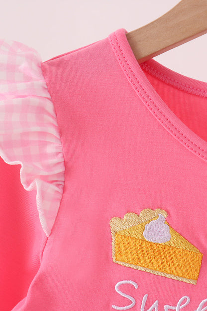 Pink sweet as pie embroidery ruffle dress