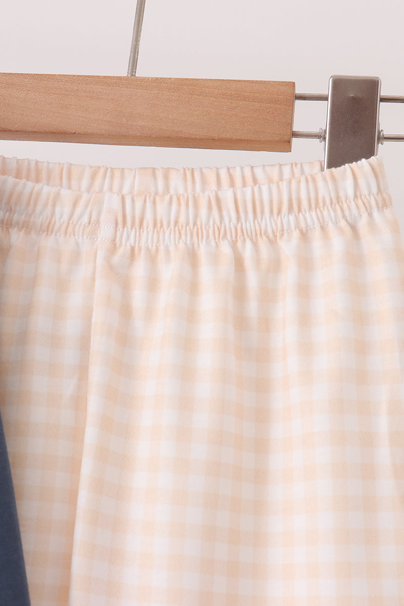 Navy sweet as pie embroidery pants Set