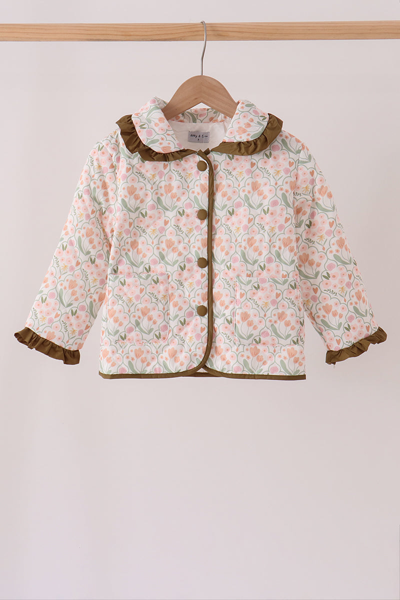 Sage floral ruffle jacket