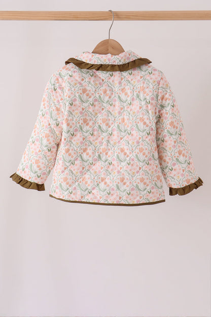 Sage floral ruffle jacket