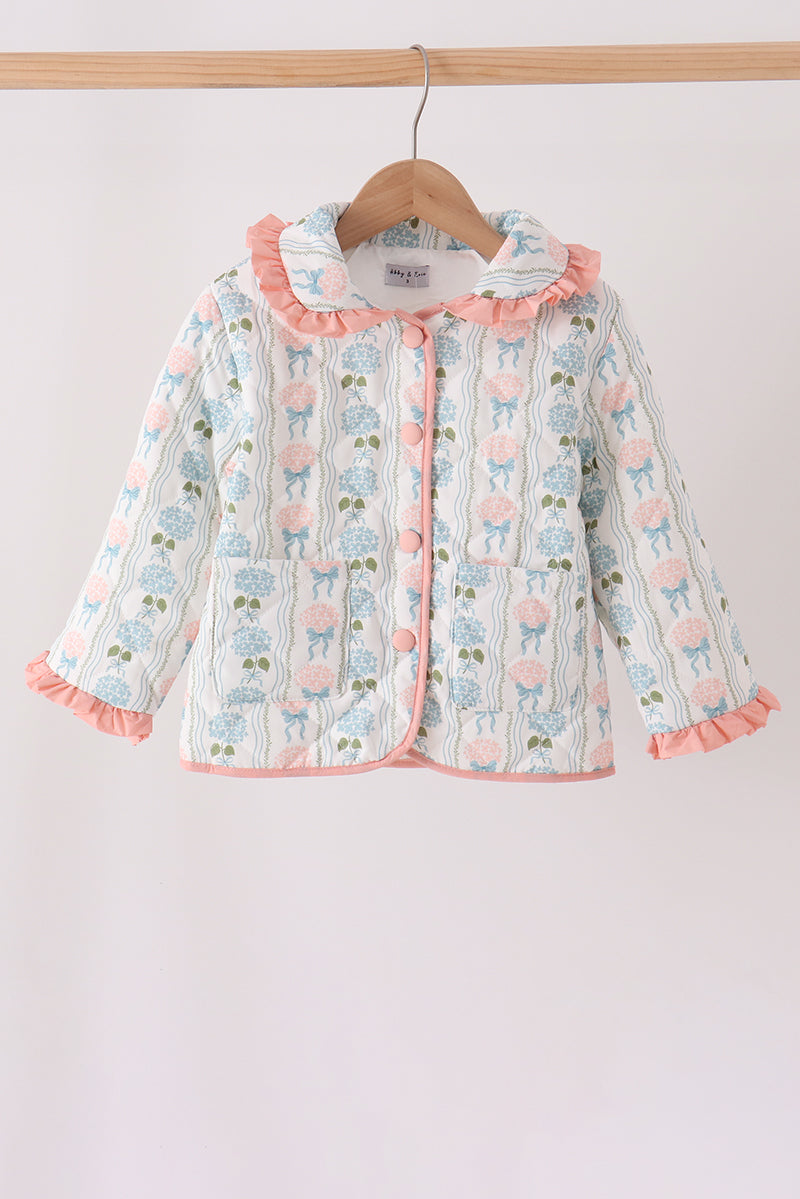 Blue hydrangea ruffle jacket