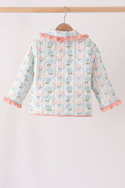 Blue hydrangea ruffle jacket