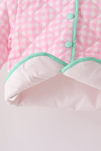 Pink hydrangea gingham ruffle jacket