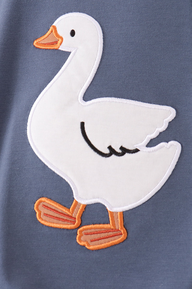 Navy goose applique bubble