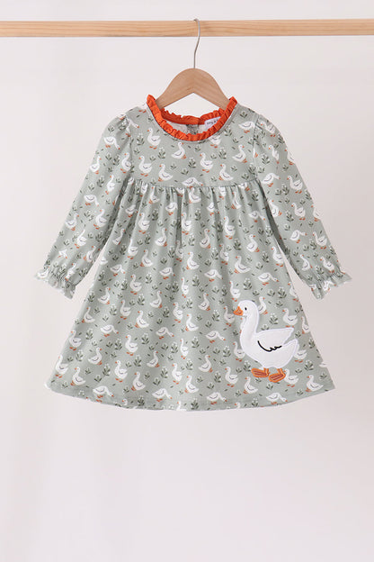 Grey goose applique ruffle dress