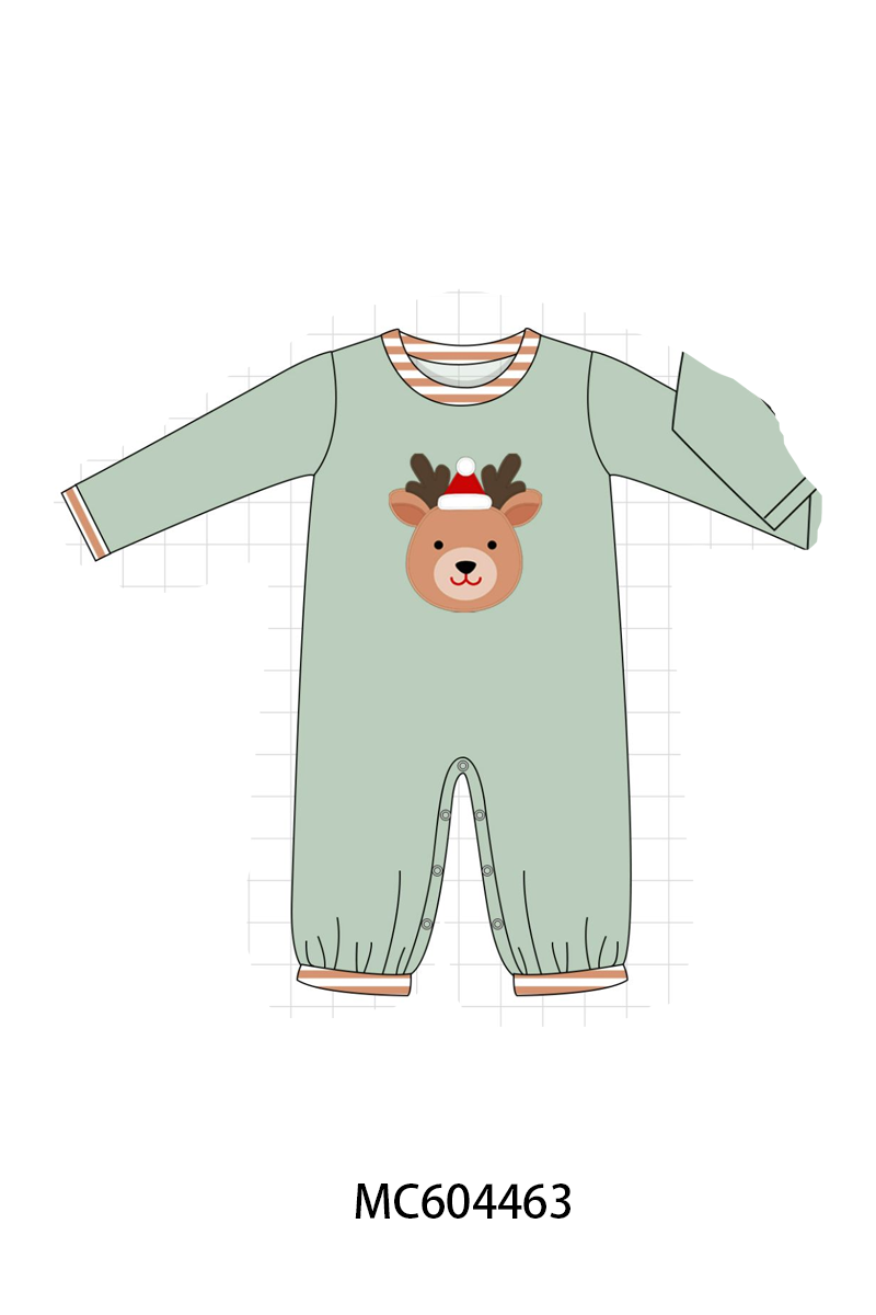 Sage Reindeer Applique Romper