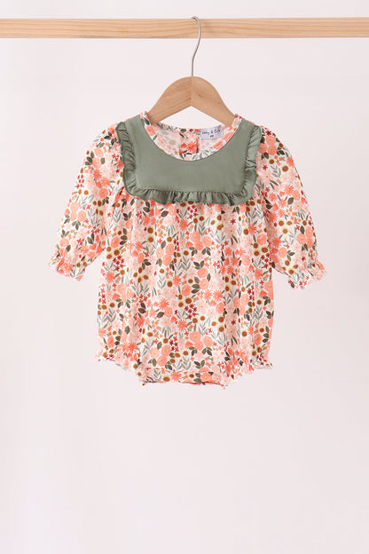 Green floral ruffle bubble