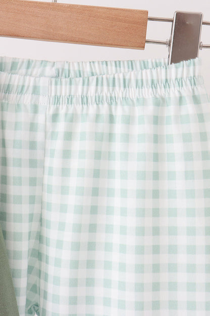 Green Gingham Pants Set