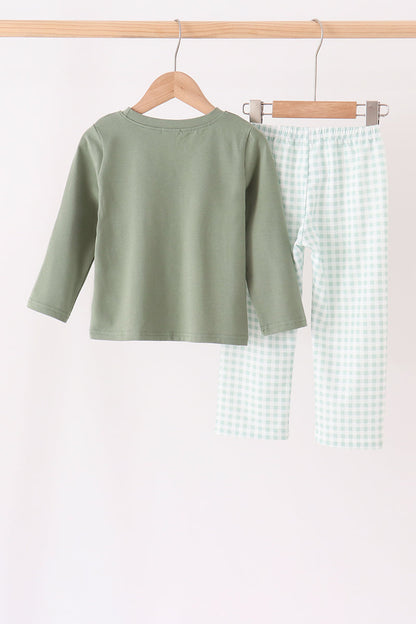 Green Gingham Pants Set