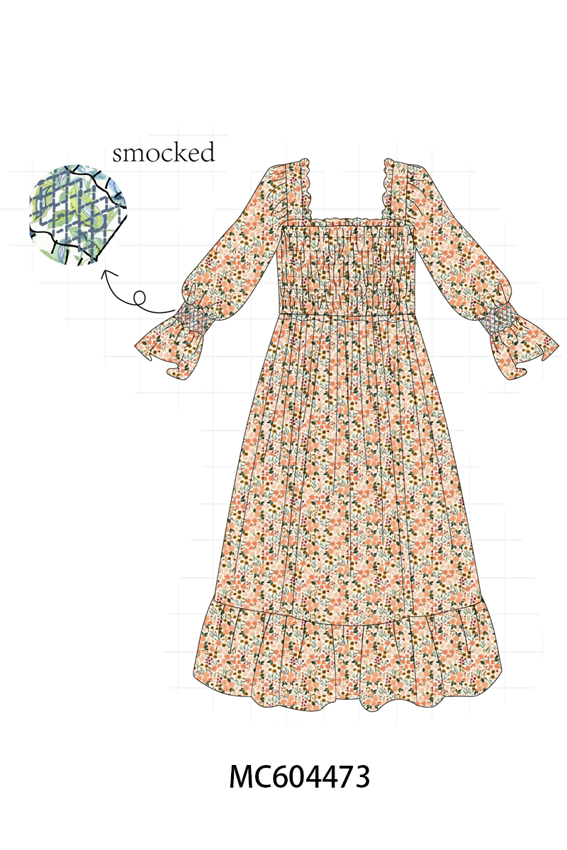 Floral smocked mom dress