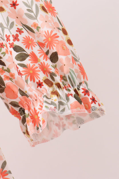Green Floral Ruffle Dress