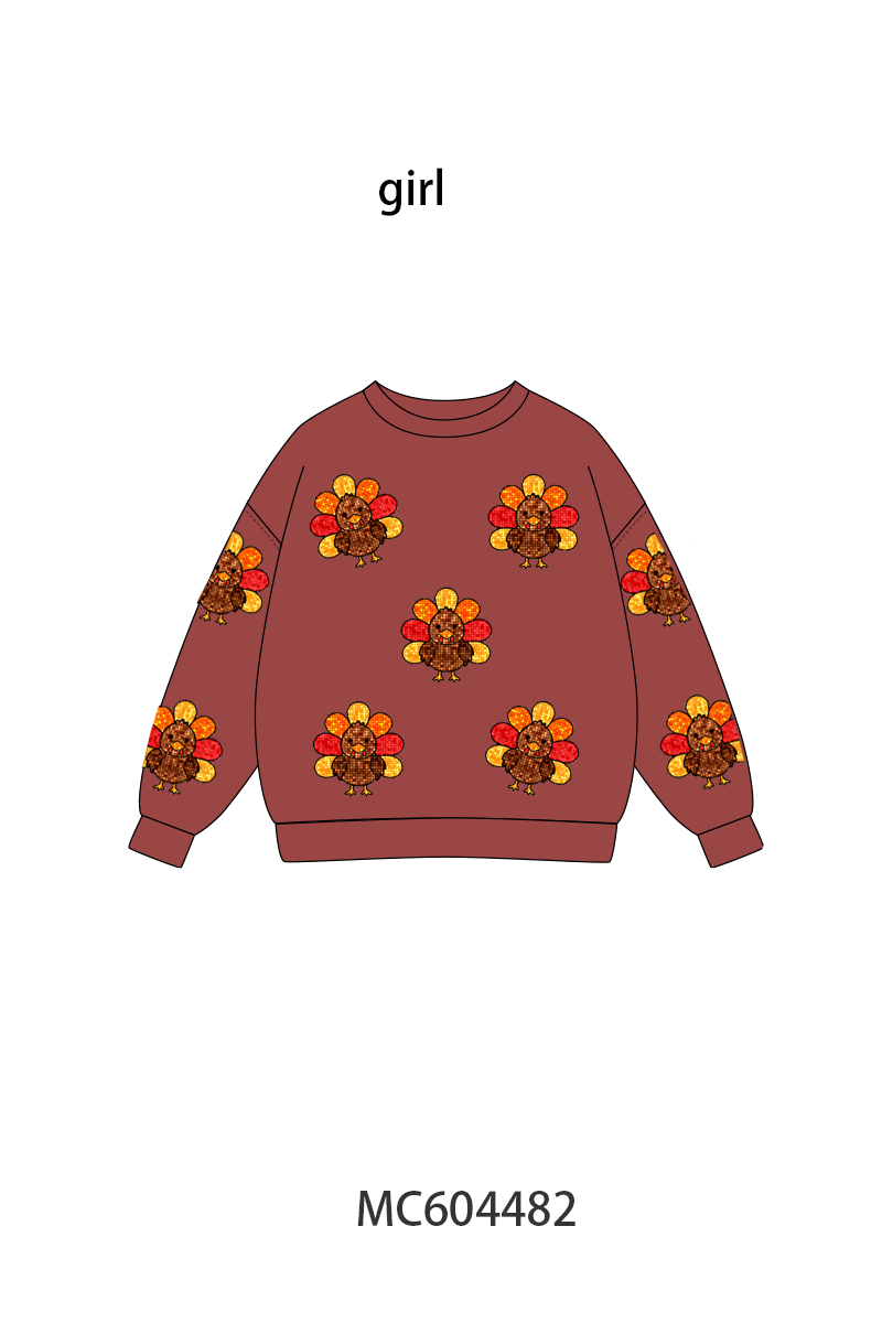 Rust turkey sequin mom&me top