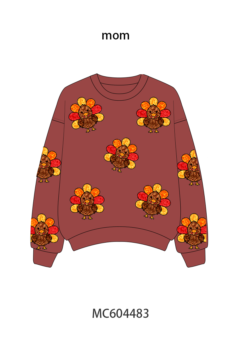 Rust turkey sequin mom&me top