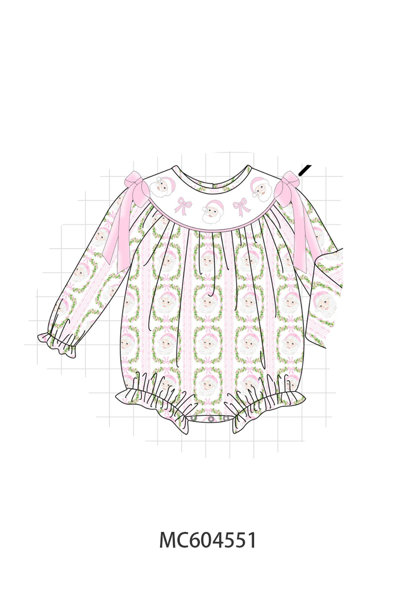 Pink santa bow embroidery bubble