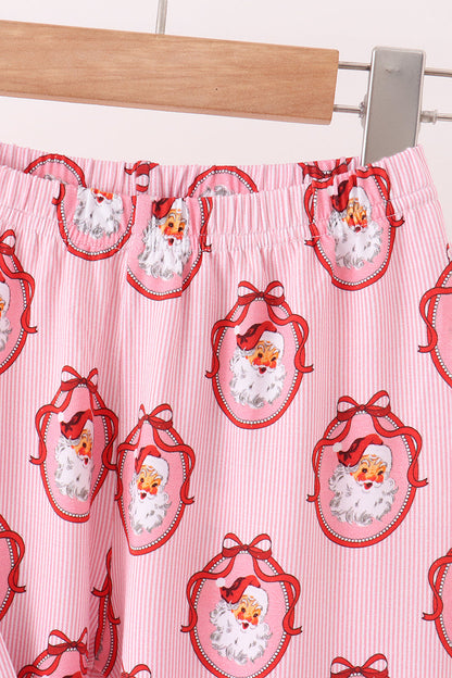 Pink santa claus bamboo pants set