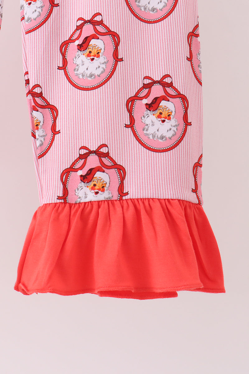 Pink santa claus bamboo pants set