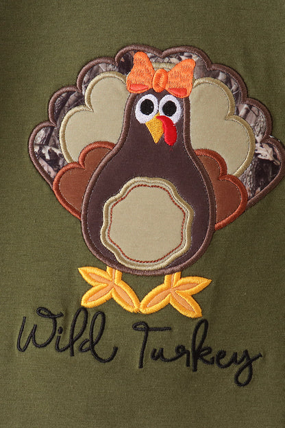 Forest camouflage turkey applique ruffle pants set