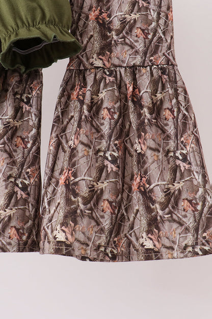 Forest camouflage turkey applique ruffle pants set