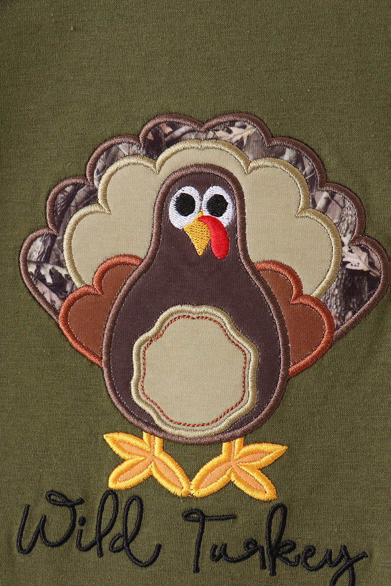 Forest camouflage turkey appliqu pants set