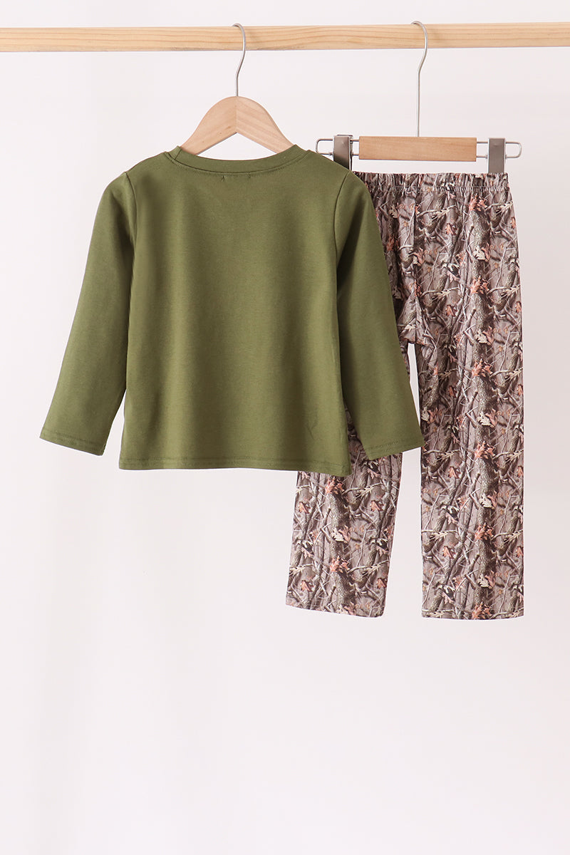 Forest camouflage turkey appliqu pants set