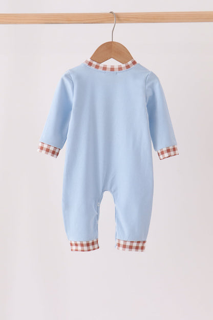 Blue turkey applique romper