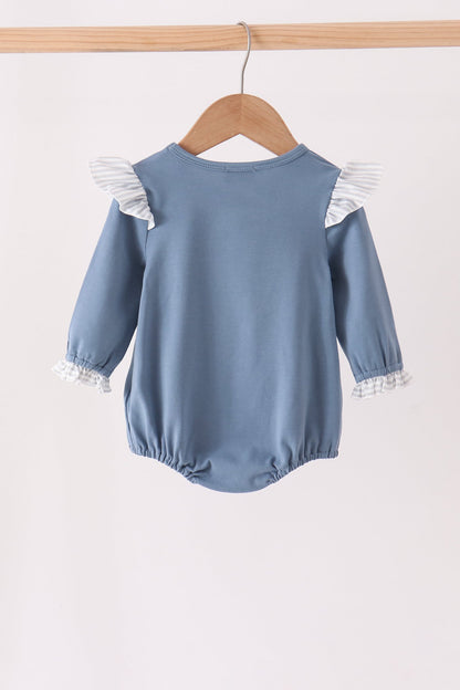Teal turkey french knot ruffle bubble