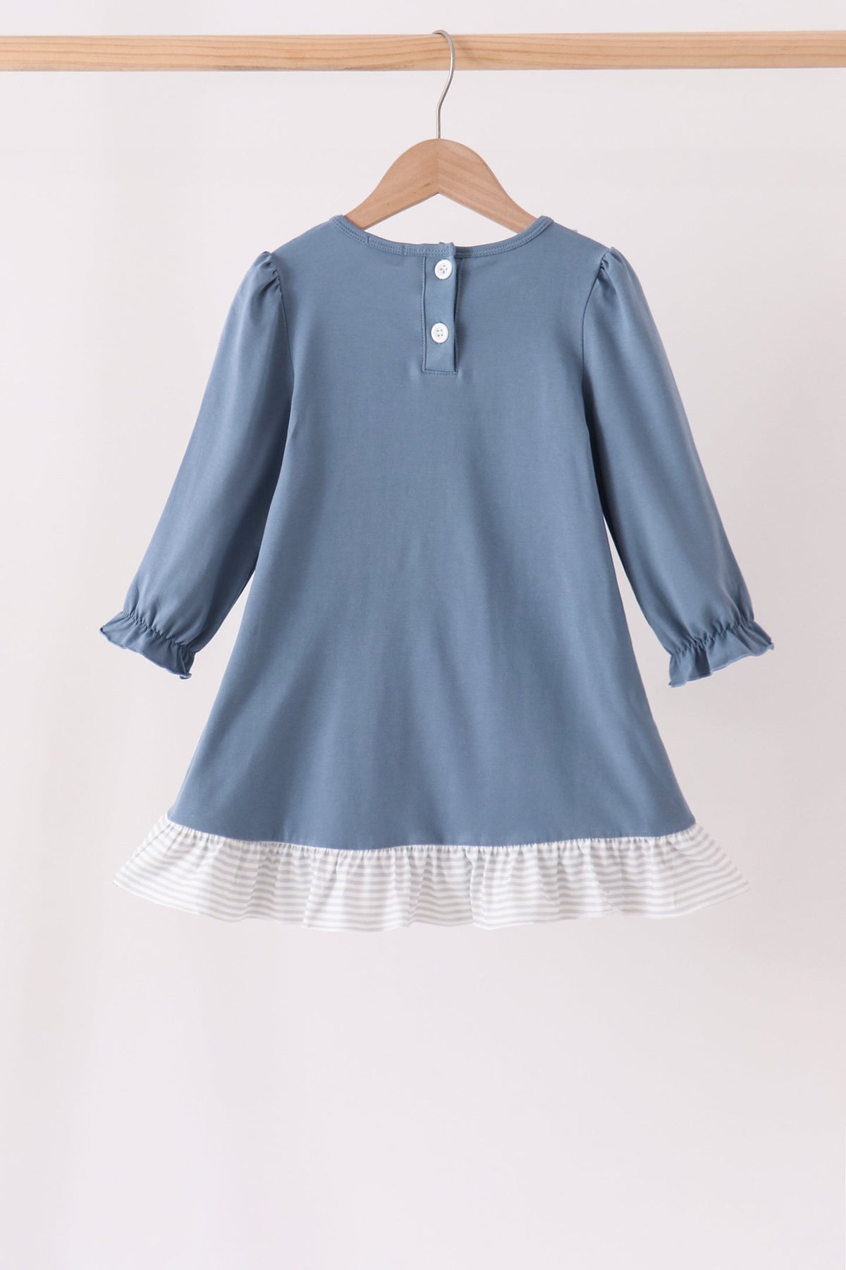Teal turkey french knot ruffle dress