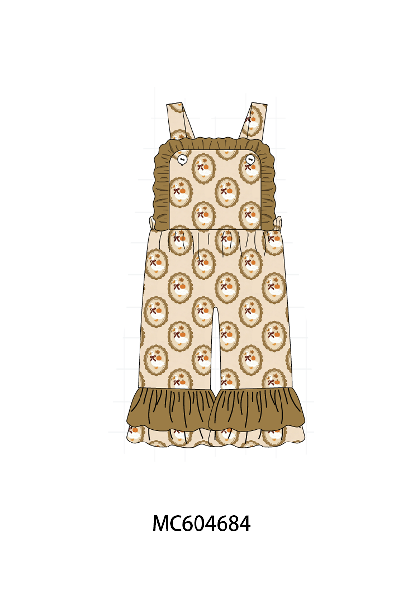 Brown goose pumpkin ruffle jumpsuit
