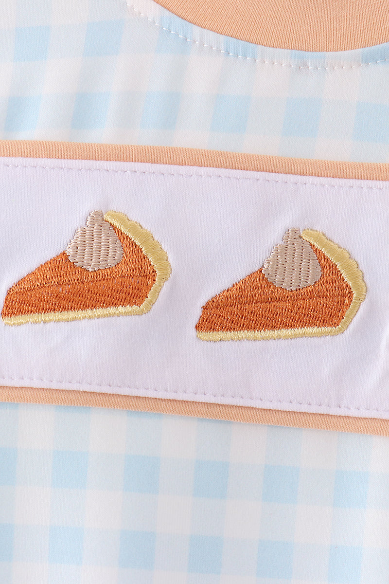 Pumpkin Pie Embroidery Gingham Bubble