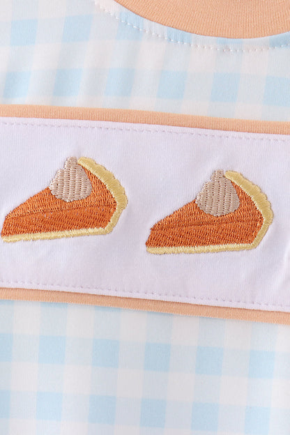 Pumpkin Pie Embroidery Gingham Bubble