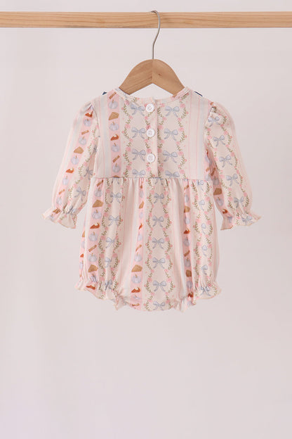 Pumpkin Pie Bow Embroidery Ruffle Bubble