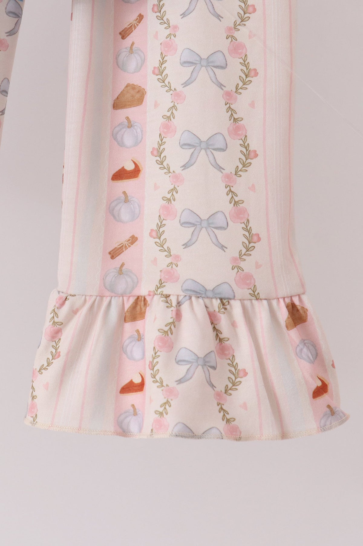 Pumpkin Pie Bow Embroidery Ruffle Pants Set