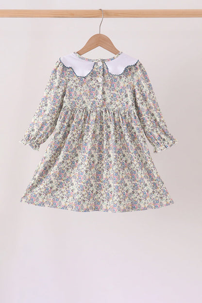 Blue turkey embroidery dress