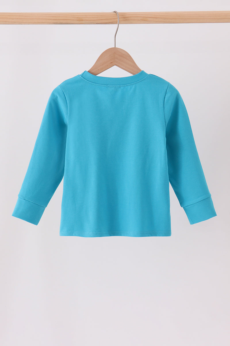 Blue turkey embroidery top