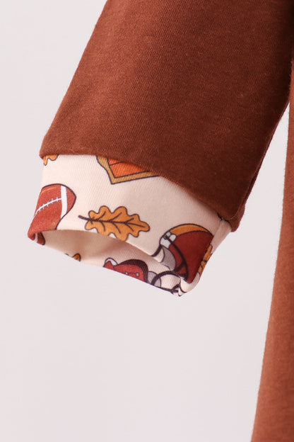 Brown touchdown football embroidery romper