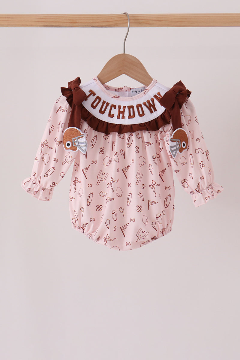 Brown touchdown football embroidery bubble