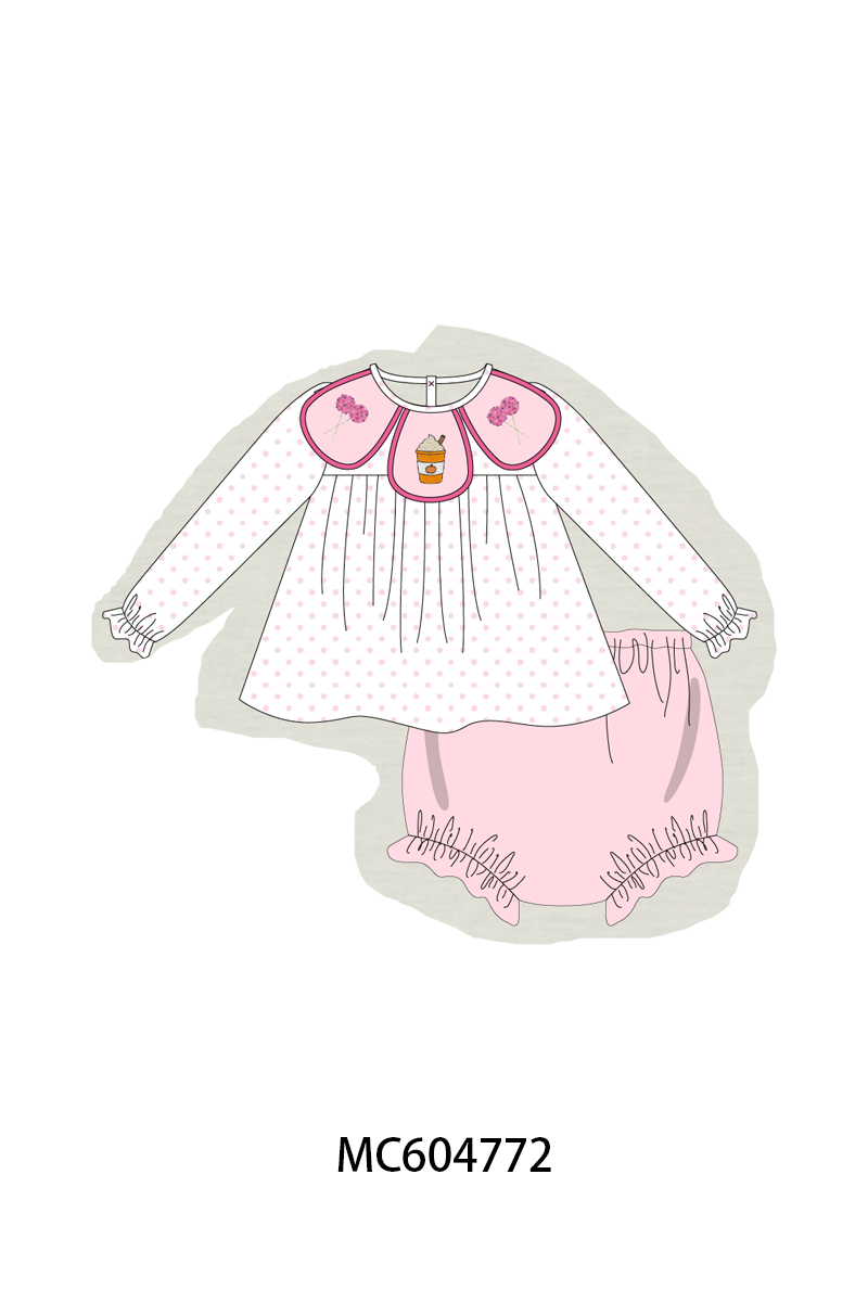 Pink french knot dot bloomer set