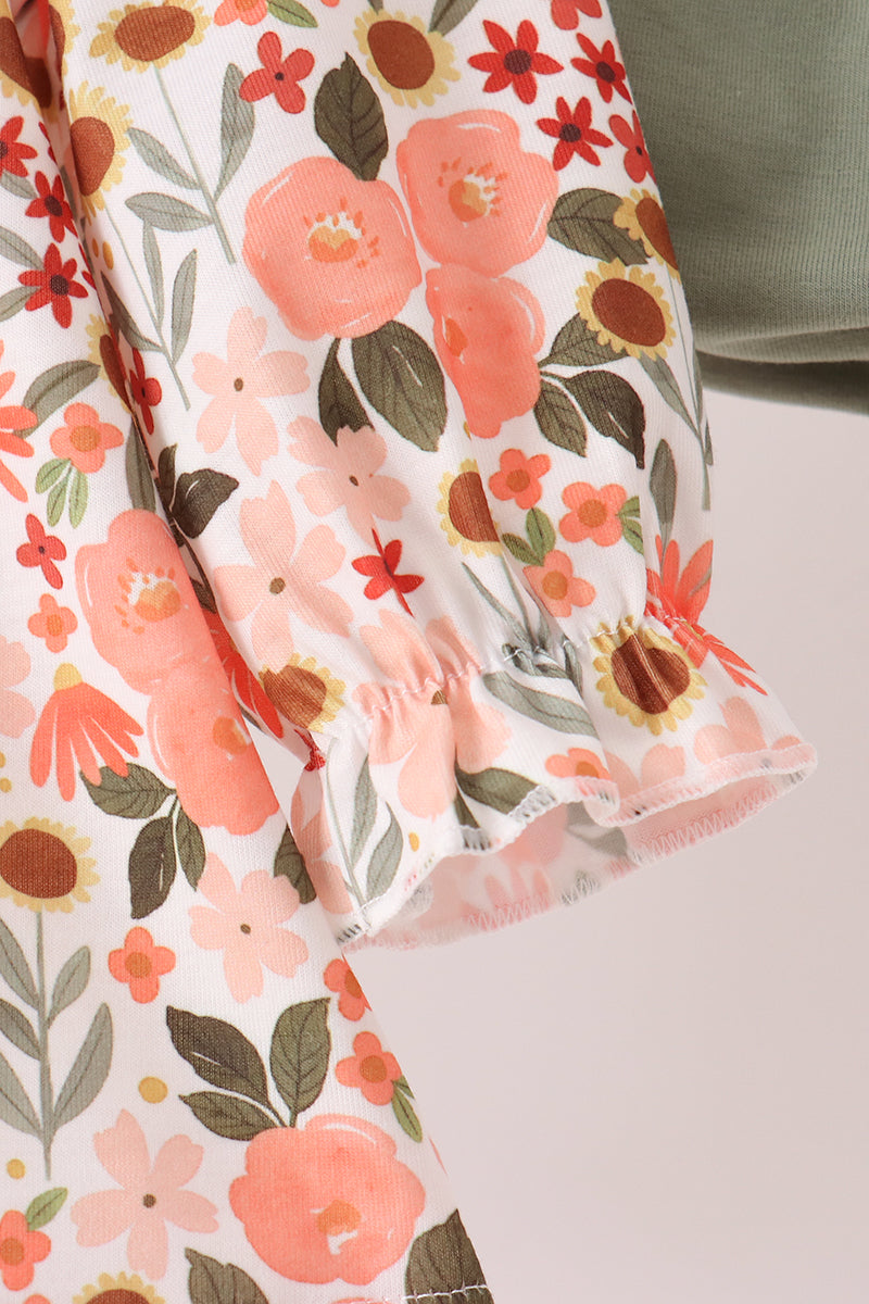 Green floral bow bloomer set
