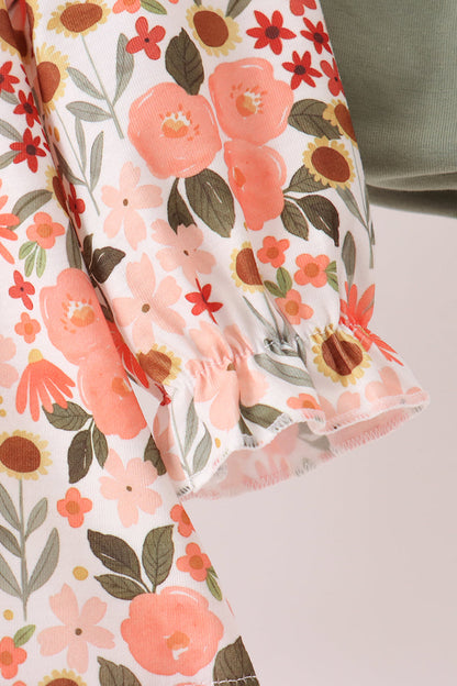Green floral bow bloomer set