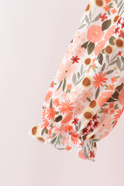 Green floral bow ruffle mom&me dress