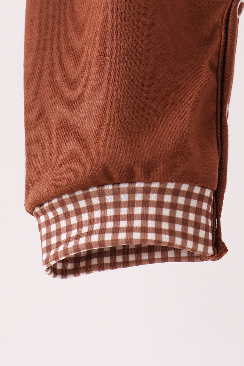 Brown turkey embroidery romper