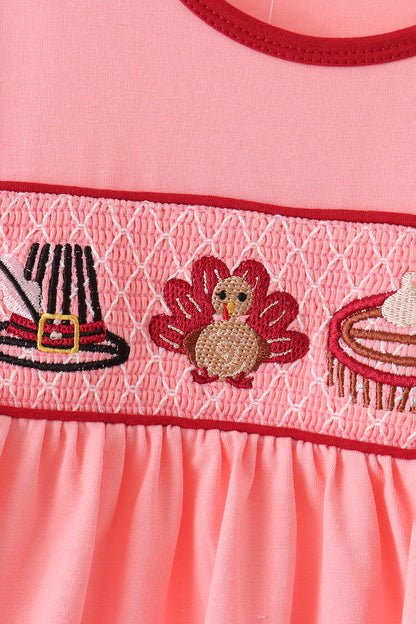 Pink turkey embroidery pants set