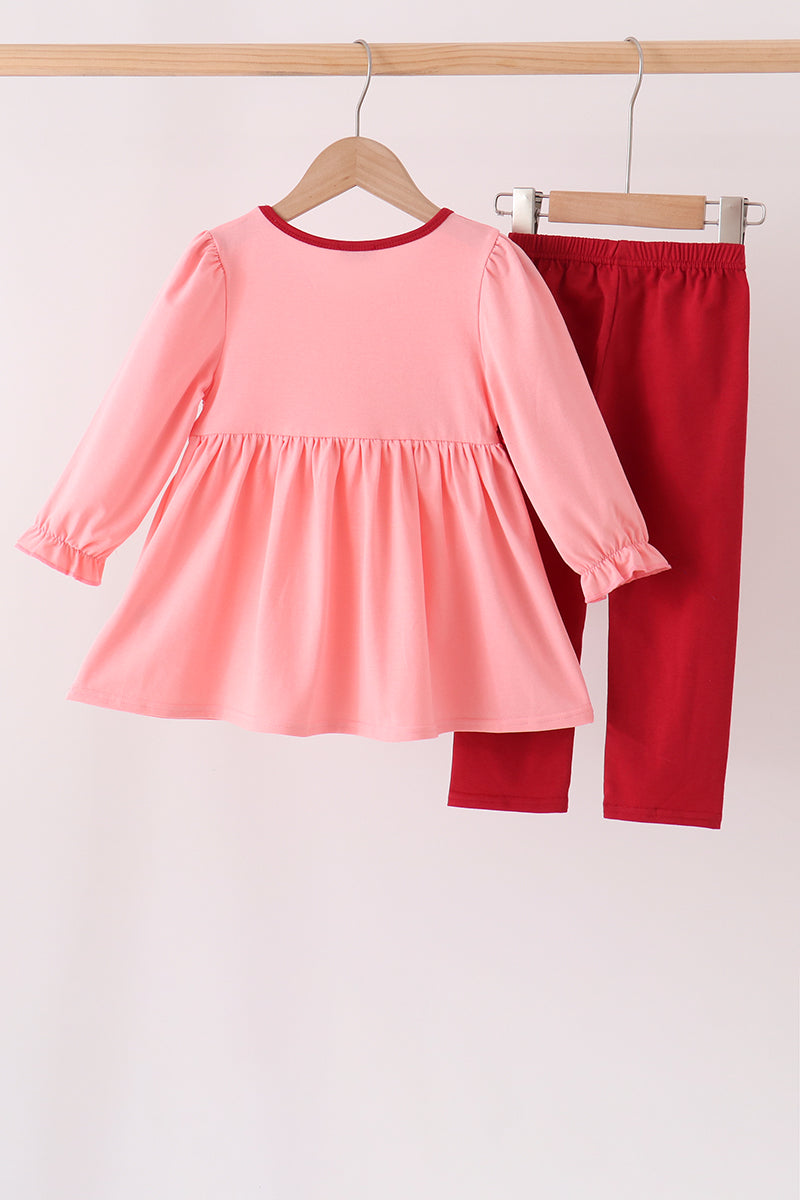 Pink turkey embroidery pants set