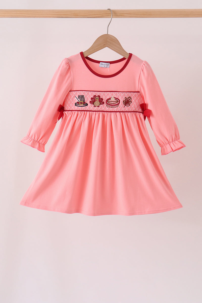 Pink turkey embroidery dress