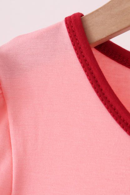 Pink turkey embroidery dress