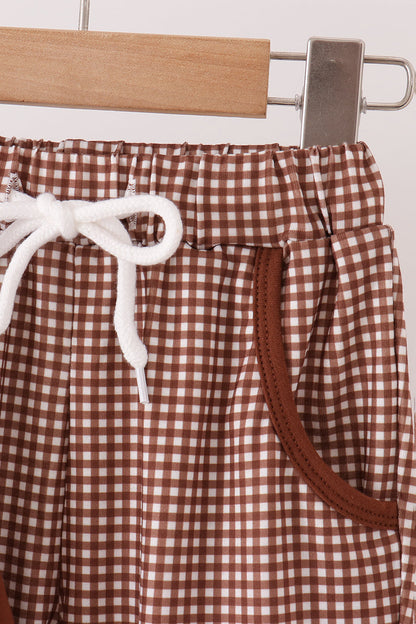 Brown Turkey Embroidery Pants Set