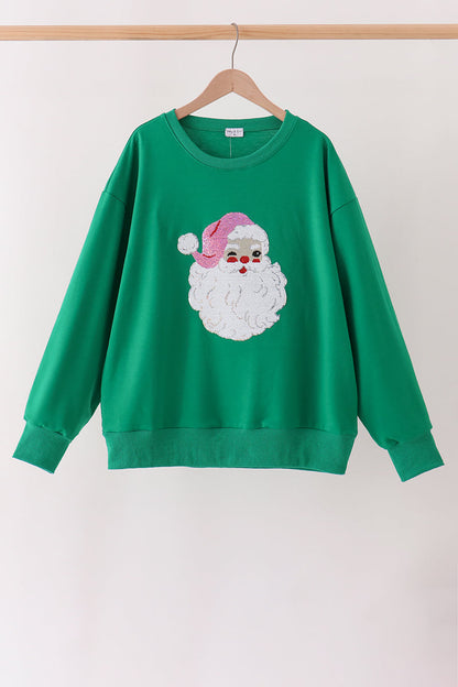 Green Santa Sequin Mom&me Top